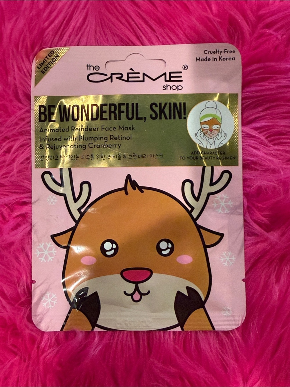 Limited edition The Crème Shop Reindeer Face Mask - Pink